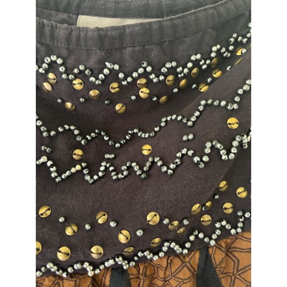 Kenar Bohemian Black & Orange Brown Waist Band Embellished Skirt Size 6 - Picture 5 of 14